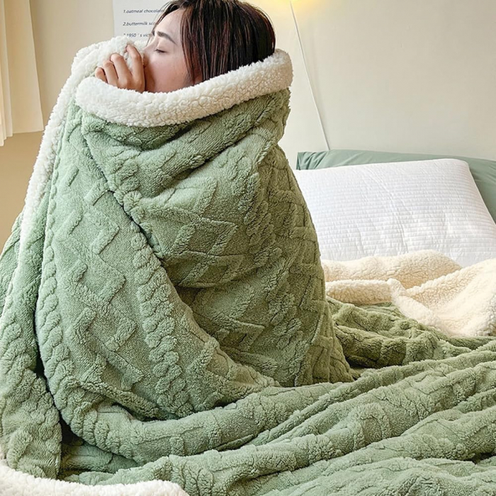 Patura groasă Cocolino Lux cu 2 fete, captusita cu blanita, 200*230 cm (VERDE) [5]