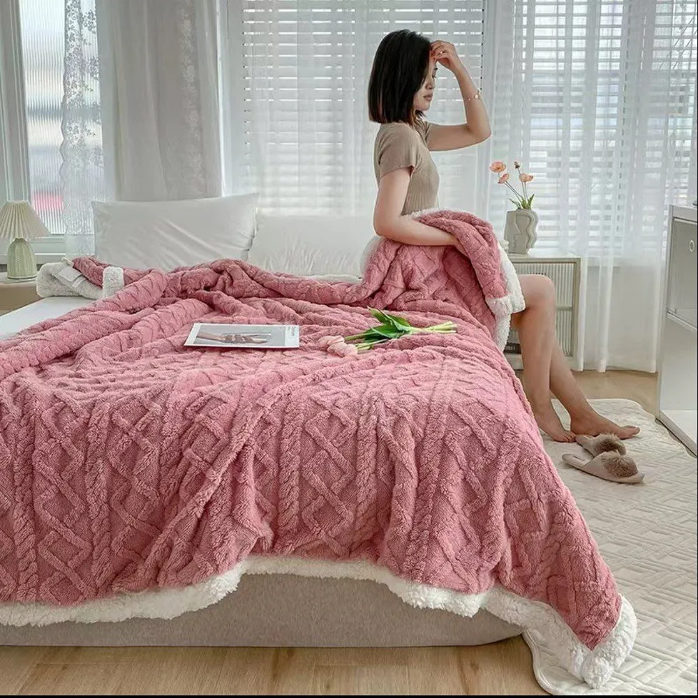 Patura groasă Cocolino Lux cu 2 fete, captusita cu blanita, 200*230 cm (ROZ pudra) [4]