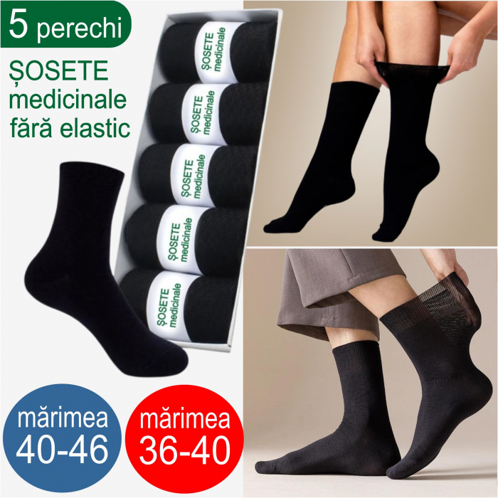 Set 5 perechi de sosete medicinale fara elastic - 2 marimi (culori inchise) [7]