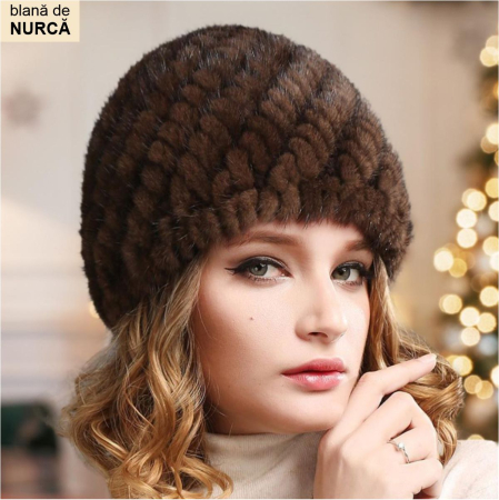 NOUTATI - Caciula din blana de NURCA - Mira Lux (MARO) - marime universala