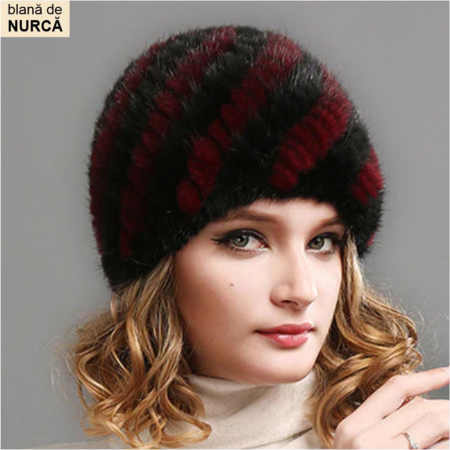 Caciula din blana de NURCA - Princess Lux (NEGRU+GRENA) - marime universala [1]