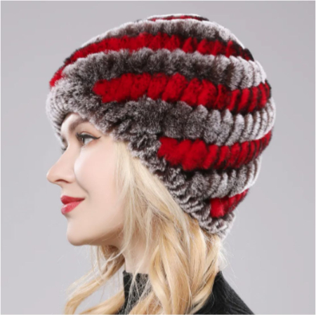 Caciula eleganta de blana MIRA  (GRI+ROSU) - marime universala [2]