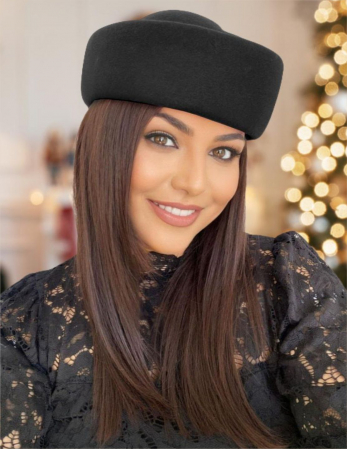 Palarie dama tip toca din fetru lux CONTESA LUX (NEGRU) - marime unica, reglabila [1]