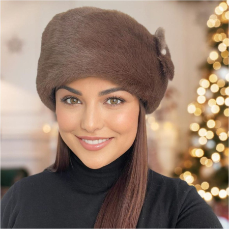 CACIULI elegante de blana LADY LUX - Caciula eleganta din blana LADY LUX (MARO) - marime UNICA, REGLABILA
