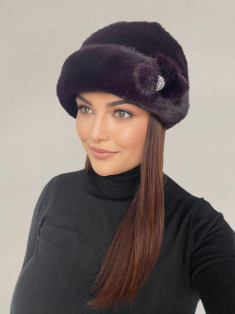 Caciula eleganta din blana LADY LUX (VIOLET PRUNIA) - marime UNICA, REGLABILA [2]