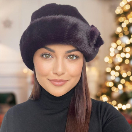 CACIULI elegante de blana LADY LUX - Caciula eleganta din blana LADY LUX (VIOLET PRUNIA) - marime UNICA, REGLABILA