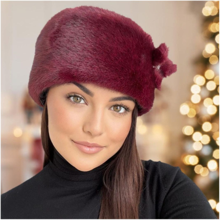 CACIULI elegante de blana LADY LUX - Caciula eleganta din blana LADY LUX (GRENA) - marime UNICA, REGLABILA