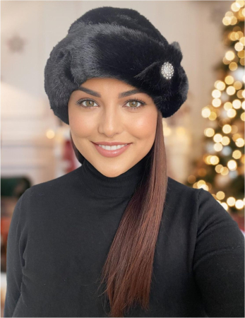 Caciula eleganta din blana LADY LUX (NEGRU) - marime UNICA, REGLABILA [1]