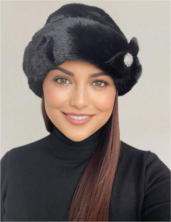 Caciula eleganta din blana LADY LUX (NEGRU) - marime UNICA, REGLABILA [3]