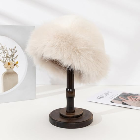 Caciula eleganta din blana SUPERB CHIC (CREM) - marime unica [4]