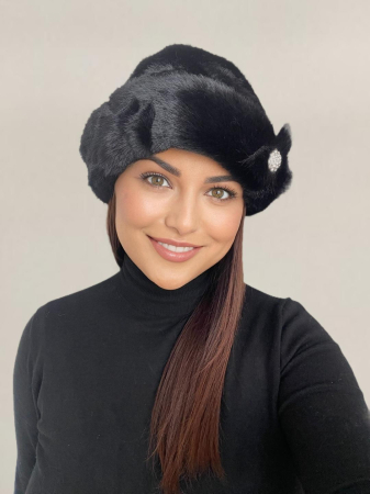 Caciula eleganta din blana LADY LUX (NEGRU) - marime UNICA, REGLABILA [3]