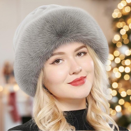 Caciula eleganta din blana SUPERB CHIC (GRI) - marime unica [3]