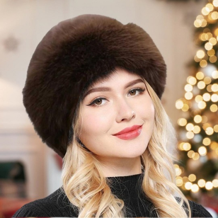 Caciula eleganta din blana SUPERB CHIC (MARO) - marime unica [1]