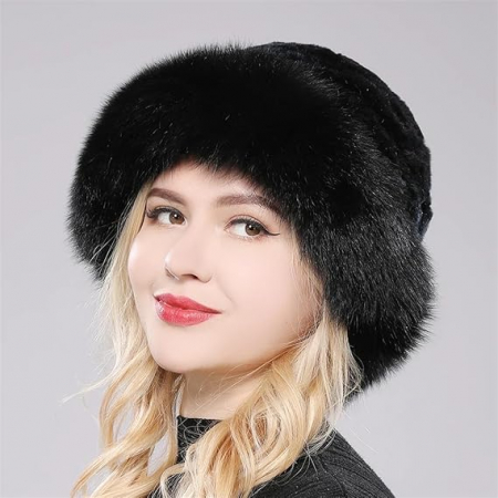 Caciula eleganta din blana SUPERB CHIC (NEAGRA) - marime universala [1]