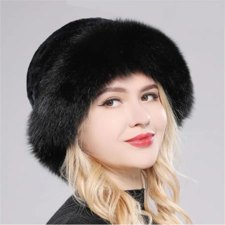 CACIULI elegante de blana SUPERB - Caciula eleganta din blana SUPERB CHIC (NEAGRA) - marime universala