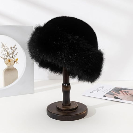 Caciula eleganta din blana SUPERB CHIC (NEGRU) - marime unica [5]