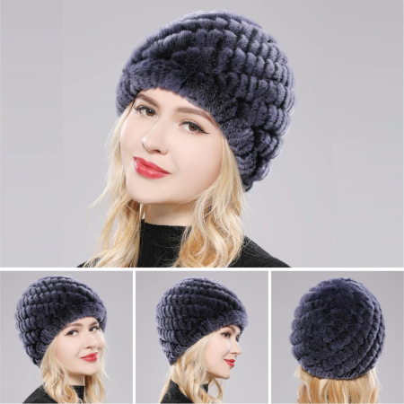 Caciula elegante din blana SARA (INDIGO) - marime universala [4]