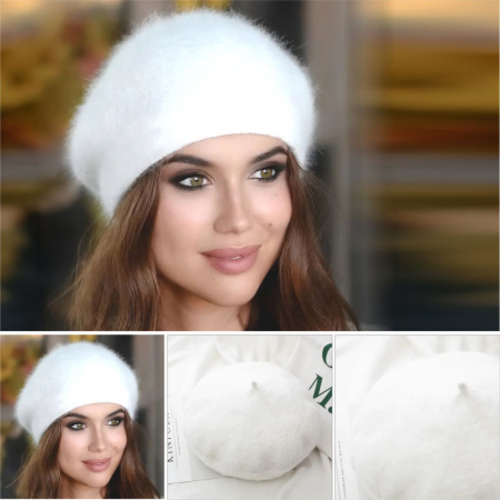 Caciulita eleganta din lana de Angora (ALB) - marime UNIVERSALA [1]