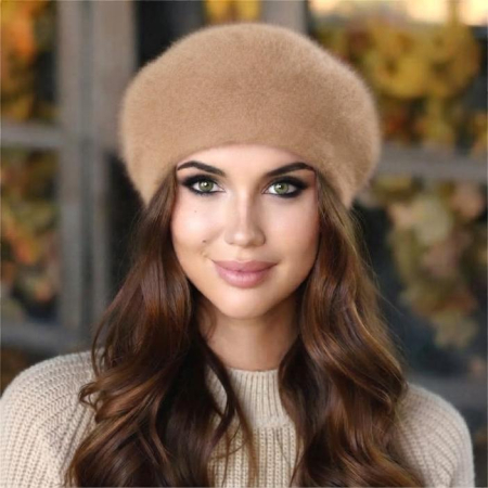 CACIULITE ANGORA - Caciulita eleganta din lana de Angora (MARO cappuccino) - marime UNIVERSALA