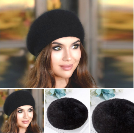 Caciulita eleganta din lana de Angora (NEGRU) - marime UNIVERSALA [1]