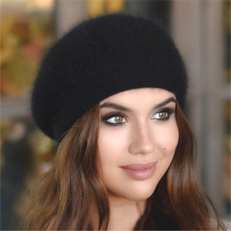 Caciulita eleganta din lana de Angora (NEAGRA) - marime UNIVERSALA [2]