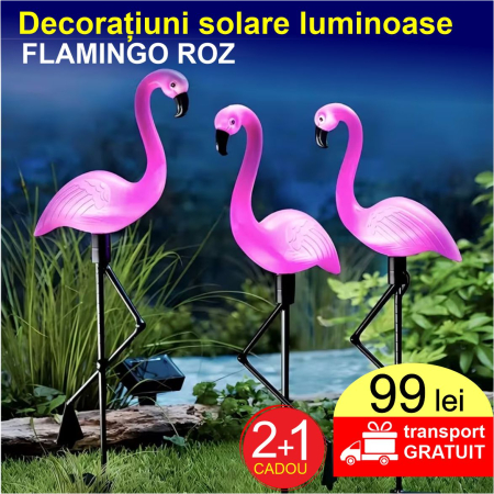 PRODUSE GRADINA - Decorațiuni solare luminoase - Flamingo Roz