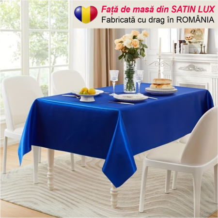 FETE MASA - Fata de masa de Paste din satin lux - Elegance Lux (ALBASTRU inchis)