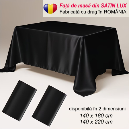 FETE DE MASA PASTE - Fata de masa de Paste din satin lux - Elegance Lux (NEGRU)