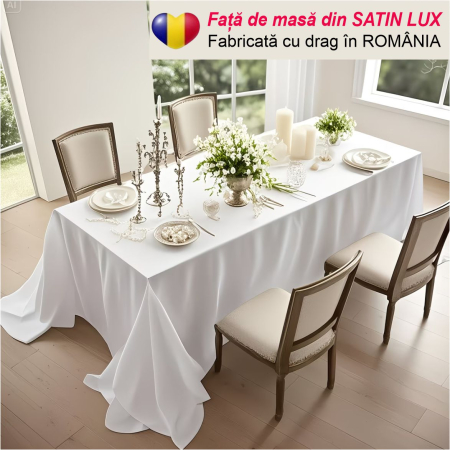 FETE DE MASA PASTE - Fata de masa de Paste din satin lux - Elegance Lux (ALB)