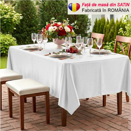 FETE MASA - Fata de masa eleganta din satin lux - Elegance Lux (ALB)