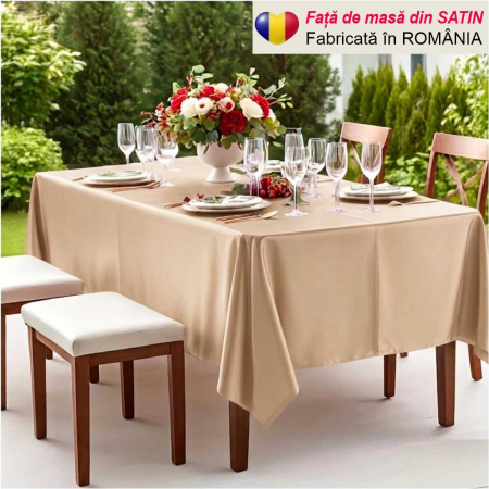 FETE MASA - Fata de masa eleganta din satin lux - Elegance Lux (BEJ sampanie)