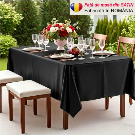FETE MASA - Fata de masa eleganta din satin lux - Elegance Lux (NEGRU)