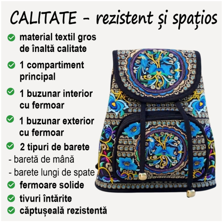 Ghiozdan tip rucsac Fantezia Lux - Albastru (33x27x12 cm) [5]