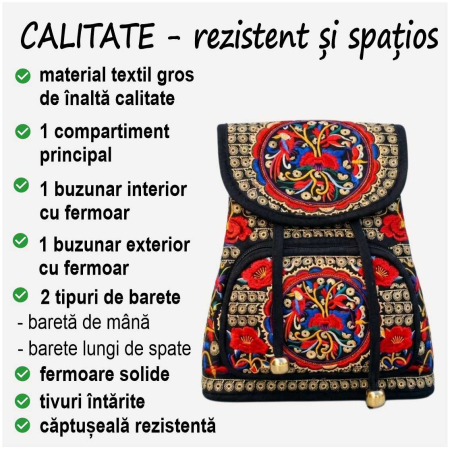 Ghiozdan tip rucsac Fantezia Lux - ROSU (33x27x12 cm) [5]