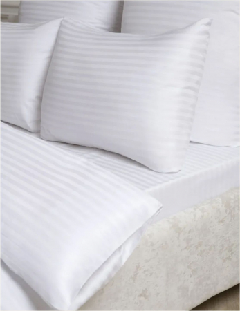 Lenjerie pat Damasc Lux tip hotel - 6 piese, pat dublu (ALBA) [4]
