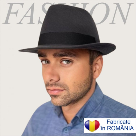 PALARII BARBATI LUX - Palarie barbati cu boruri clasice din fetru lux Mister Fedora Lux (GRI)