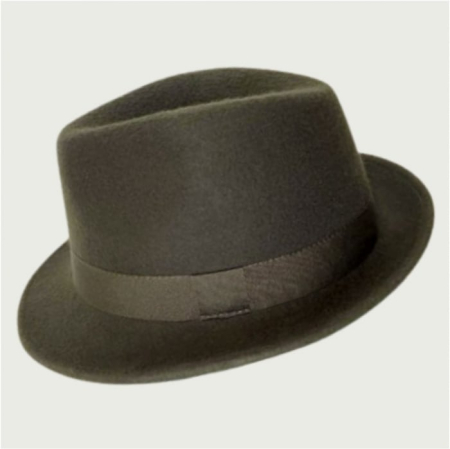 Palarie barbati cu boruri clasice din fetru lux Mister Fedora Lux (KAKI) [3]