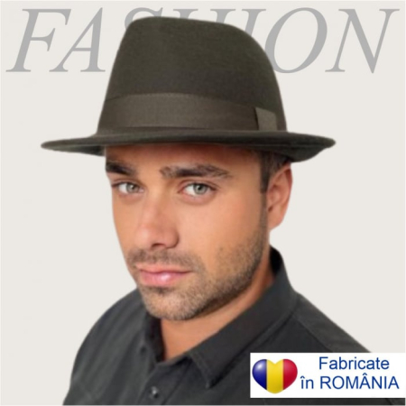 PALARII BARBATI LUX - Palarie barbati cu boruri clasice din fetru lux Mister Fedora Lux (KAKI)