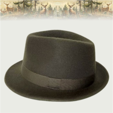 Palarie barbati cu boruri clasice din fetru lux Mister Fedora Lux (KAKI) [2]