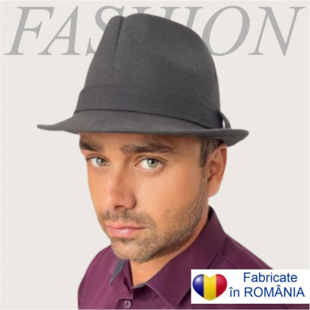 PALARII BARBATI LUX - Palarie barbati din fetru lux cu crestaturi VERDY STYLE (GRI)