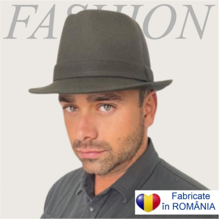 PALARII BARBATI LUX - Palarie barbati din fetru lux cu crestaturi VERDY STYLE (KAKI)