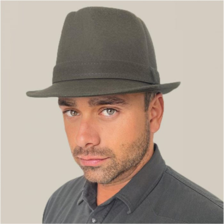 Palarie barbati din fetru lux cu crestaturi VERDY STYLE (KAKI) [1]