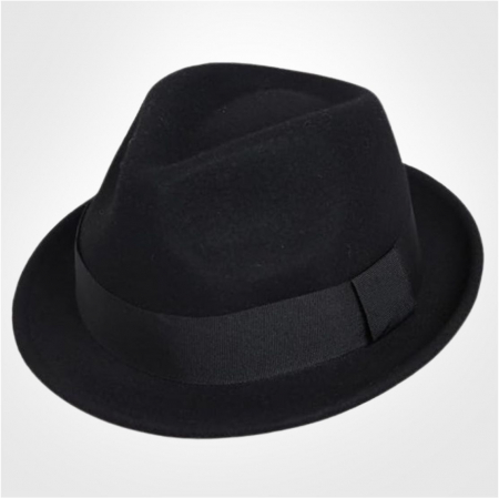 Palarie cu boruri clasice din fetru lux Mister Fedora Lux (NEGRU) [3]