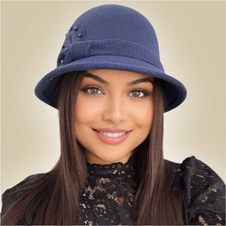 Palarie dama cu boruri delicate MISS COCHETTE (BLEUMARIN) - marime unica, reglabila [1]