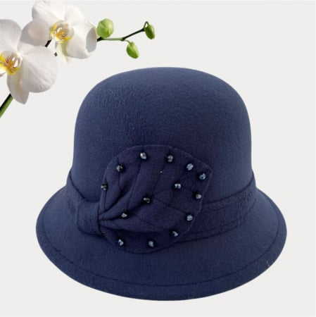 Palarie dama cu boruri delicate MISS COCHETTE (BLEUMARIN) - marime unica, reglabila [2]
