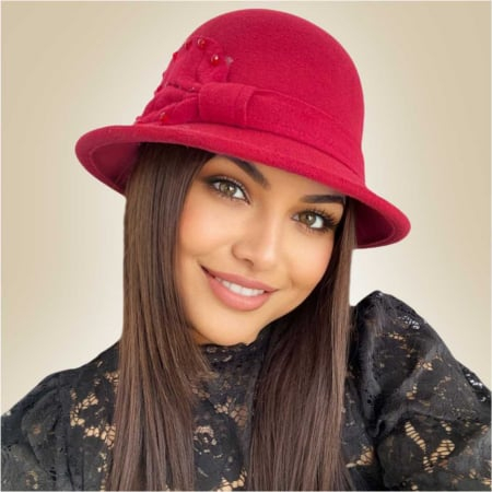 Palarie dama cu boruri delicate MISS COCHETTE (GRENA) - marime unica, reglabila [1]