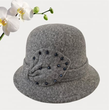 Palarie dama cu boruri delicate MISS COCHETTE (GRI perlat) - marime unica, reglabila [2]