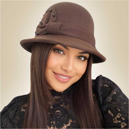 Palarie dama cu boruri delicate MISS COCHETTE (MARO mahon) - marime unica, reglabila [1]