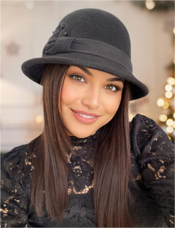 PALARII TOAMNA - Palarie dama cu boruri delicate MISS COCHETTE (NEGRU) - marime unica, reglabila