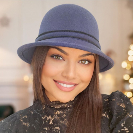 PALARII dama BLEUMARIN - Palarie dama cu boruri delicate si funda luxurianta MISS ALISS (BLEUMARIN) - marime unica, reglabila